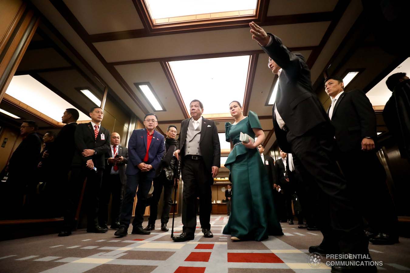President Rodrigo Roa Duterte and his daughter, Davao City Mayor Sara Duterte-Carpio, arrive at the Imperial Palace in Tokyo, Japan to witness the Ceremonies of the Accession to the Throne of His Majesty Emperor Naruhito on October 22, 2019. SIMEON CELI JR./PRESIDENTIAL PHOTO