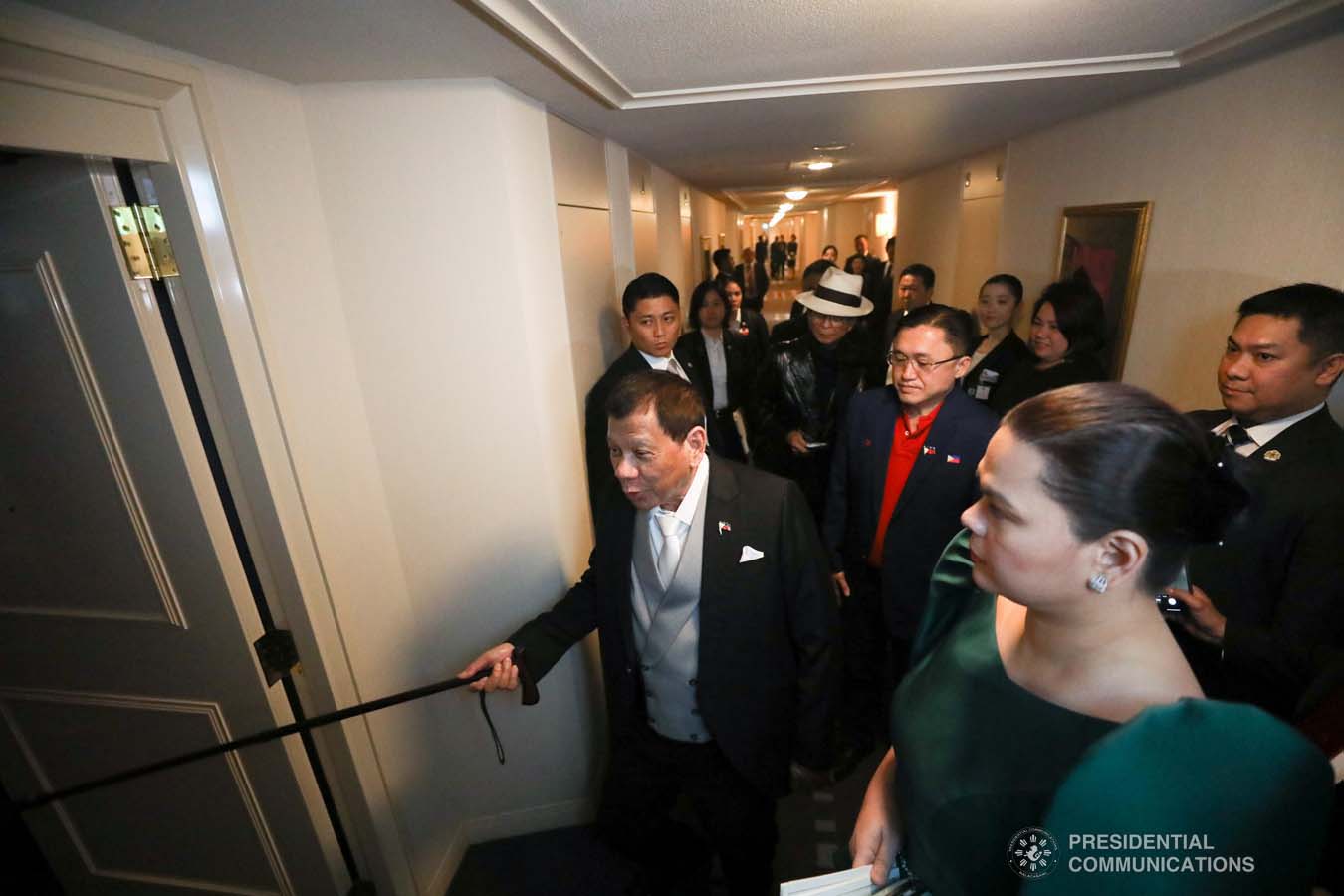President Rodrigo Roa Duterte and his daughter, Davao City Mayor Sara Duterte-Carpio, arrive at the Imperial Palace in Tokyo, Japan to witness the Ceremonies of the Accession to the Throne of His Majesty Emperor Naruhito on October 22, 2019. SIMEON CELI JR./PRESIDENTIAL PHOTO
