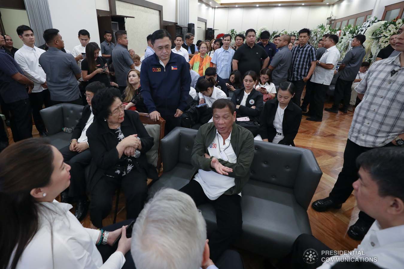 President Rodrigo Roa Duterte condoles with the family of the late former Senate President Aquilino Pimentel Jr. as he visits the wake at the Heritage Memorial Park in Taguig City on October 22, 2019. KARL NORMAN ALONZO/PRESIDENTIAL PHOTO