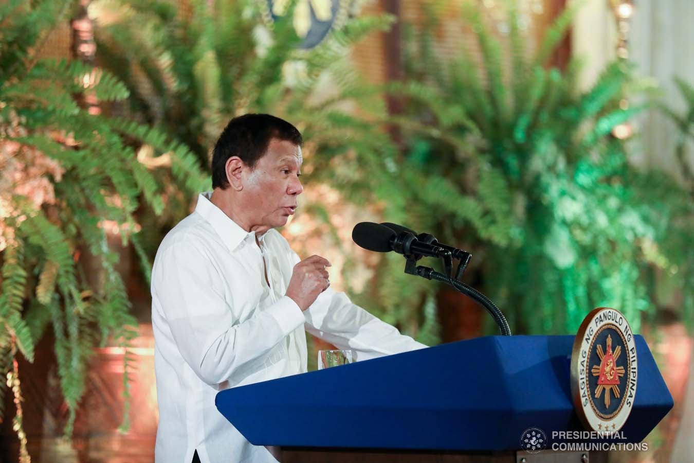 President Rodrigo Roa Duterte delivers his speech during the oath-taking ceremony of the newly appointed government officials at the Malacañan Palace on October 28, 2019. KARL NORMAN ALONZO/PRESIDENTIAL PHOTO