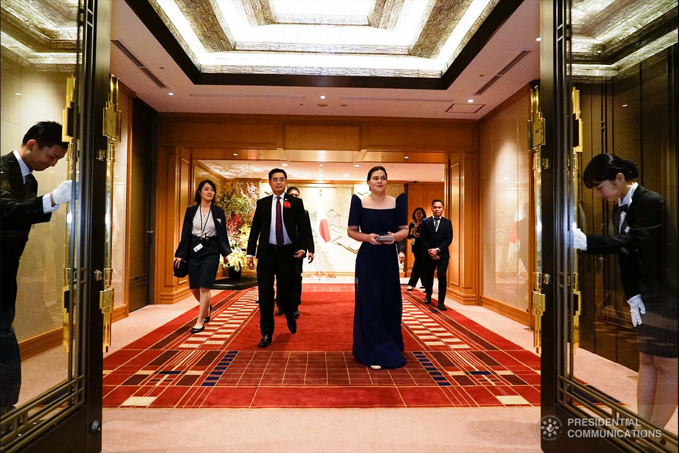President Rodrigo Roa Duterte's daughter, Davao City Mayor Sara Duterte-Carpio, arrives at the Hotel New Otani in Tokyo, Japan to attend the state banquet hosted by Prime Minister Shinzo Abe on October 23, 2019. KING RODRIGUEZ/PRESIDENTIAL PHOTO