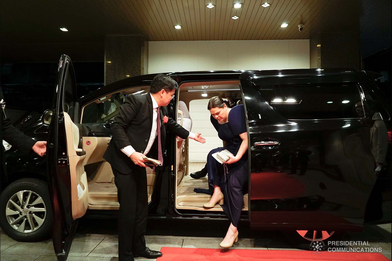President Rodrigo Roa Duterte's daughter, Davao City Mayor Sara Duterte-Carpio, arrives at the Hotel New Otani in Tokyo, Japan to attend the state banquet hosted by Prime Minister Shinzo Abe on October 23, 2019. KING RODRIGUEZ/PRESIDENTIAL PHOTO