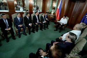 President Rodrigo Roa Duterte discusses matters with Vice Premier of the People's Republic of China Hu Chunhua who paid a courtesy call on the President at the Malacañan Palace on October 24, 2019. RICHARD MADELO/PRESIDENTIAL PHOTO