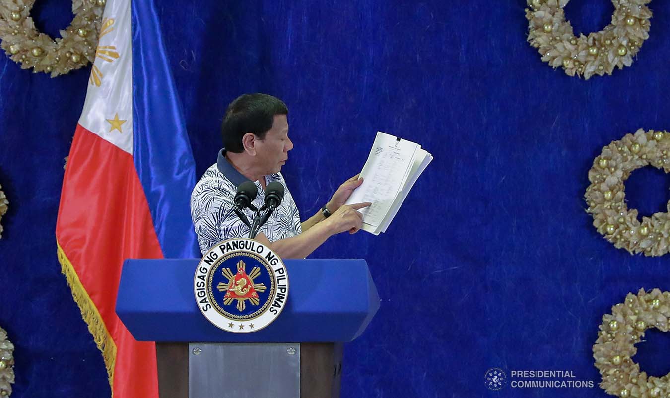 President Rodrigo Roa Duterte holds a press conference at the Malacañan Palace on November 19, 2019. VALERIE ESCALERA/PRESIDENTIAL PHOTO