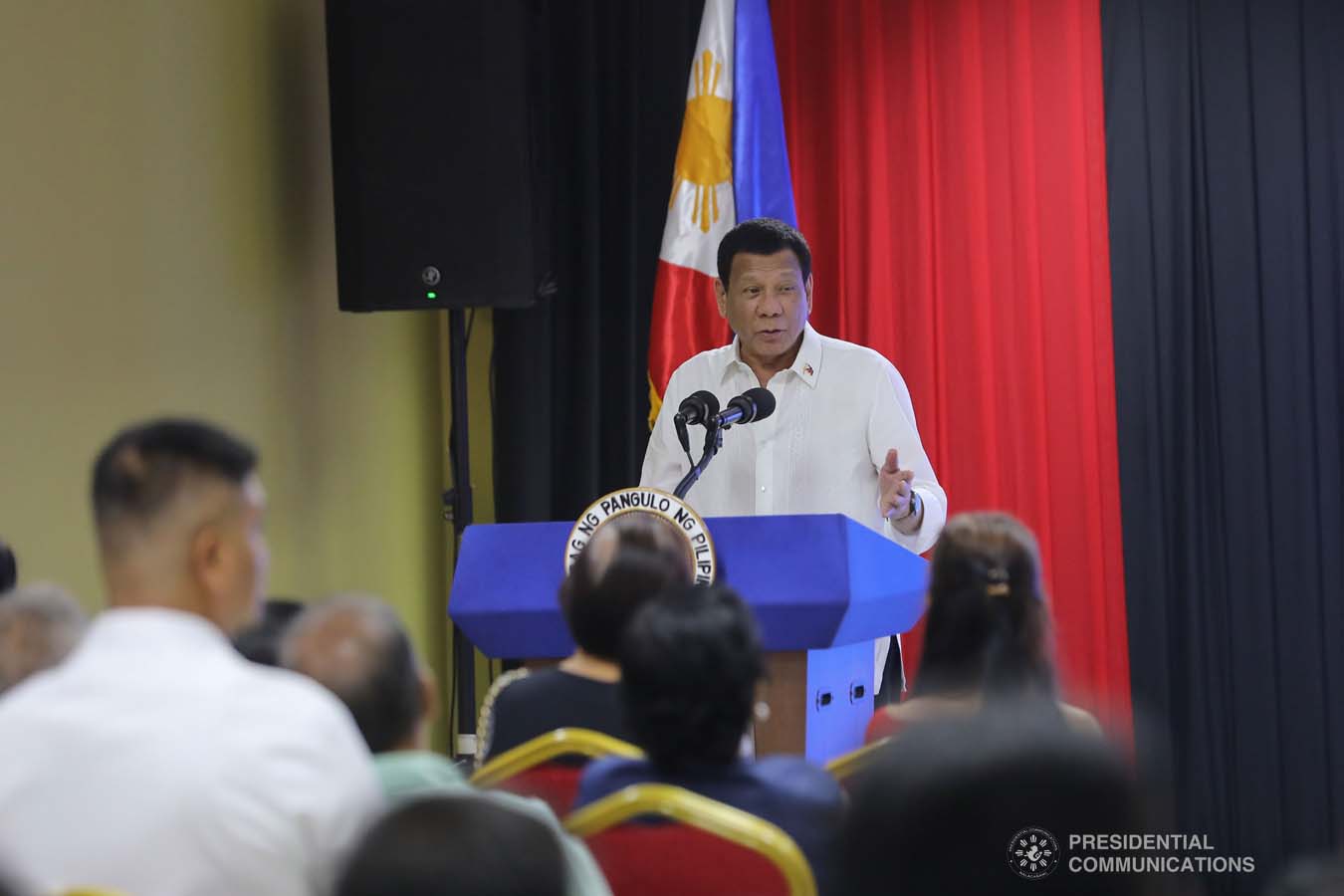 President Rodrigo Roa Duterte delivers his speech during his visit to the Taguig City Center for the Elderly on November 21, 2019. ALFRED FRIAS/PRESIDENTIAL PHOTO