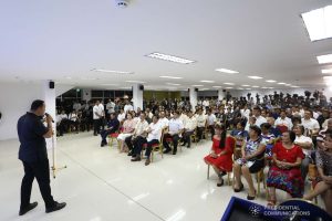 President Rodrigo Roa Duterte listens to the welcome remarks of Taguig City Mayor Lino Cayetano during the President's visit to the Taguig City Center for the Elderly on November 21, 2019. ALFRED FRIAS/PRESIDENTIAL PHOTO