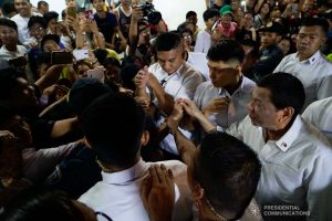 President Rodrigo Roa Duterte interacts with his supporters upon his arrival at the Taguig City Center for the Elderly on November 21, 2019. KING RODRIGUEZ/PRESIDENTIAL PHOTO