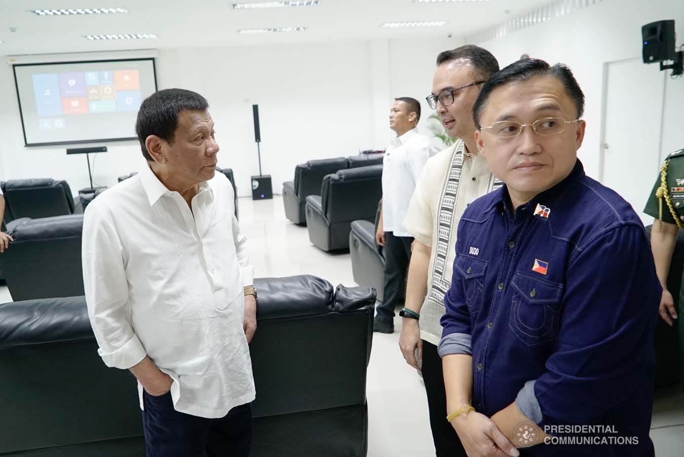 President Rodrigo Roa Duterte inspects the facilities of the Taguig City Center for the Elderly during his visit on November 21, 2019. With the President are House Speaker Alan Peter Cayetano and Senator Christopher "Bong" Go. KING RODRIGUEZ/PRESIDENTIAL PHOTO