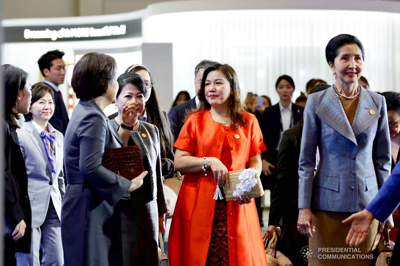 President Rodrigo Roa Duterte's partner Cielito Avanceña joins the spouses of the leaders from the Association of Southeast Asian Nations (ASEAN) member countries and Republic of Korea (ROK) President Moon Jae-in during the ASEAN-ROK K-Beauty Festival at the Busan Exhibition and Convention Center on November 26, 2019. RICHARD MADELO/PRESIDENTIAL PHOTO