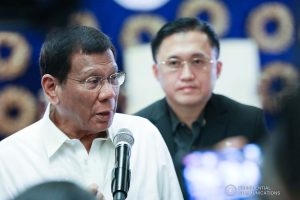 President Rodrigo Roa Duterte answers queries from the members of the media after leading the awarding ceremony for the 2019 Model Overseas Filipino Worker (OFW) Family of the Year Award (MOFYA) at the Malacañan Palace on November 28, 2019. ACE MORANDANTE/PRESIDENTIAL PHOTO