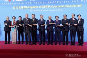 President Rodrigo Roa Duterte joins other leaders from the Association of Southeast Asian Nations (ASEAN) and Republic of Korea President Moon Jae-in as they pose for a family photo prior to the start of the ASEAN-Republic of Korea Commemorative Summit at the Busan Exhibition and Convention Center on November 26, 2019. ARMAN BAYLON/PRESIDENTIAL PHOTO