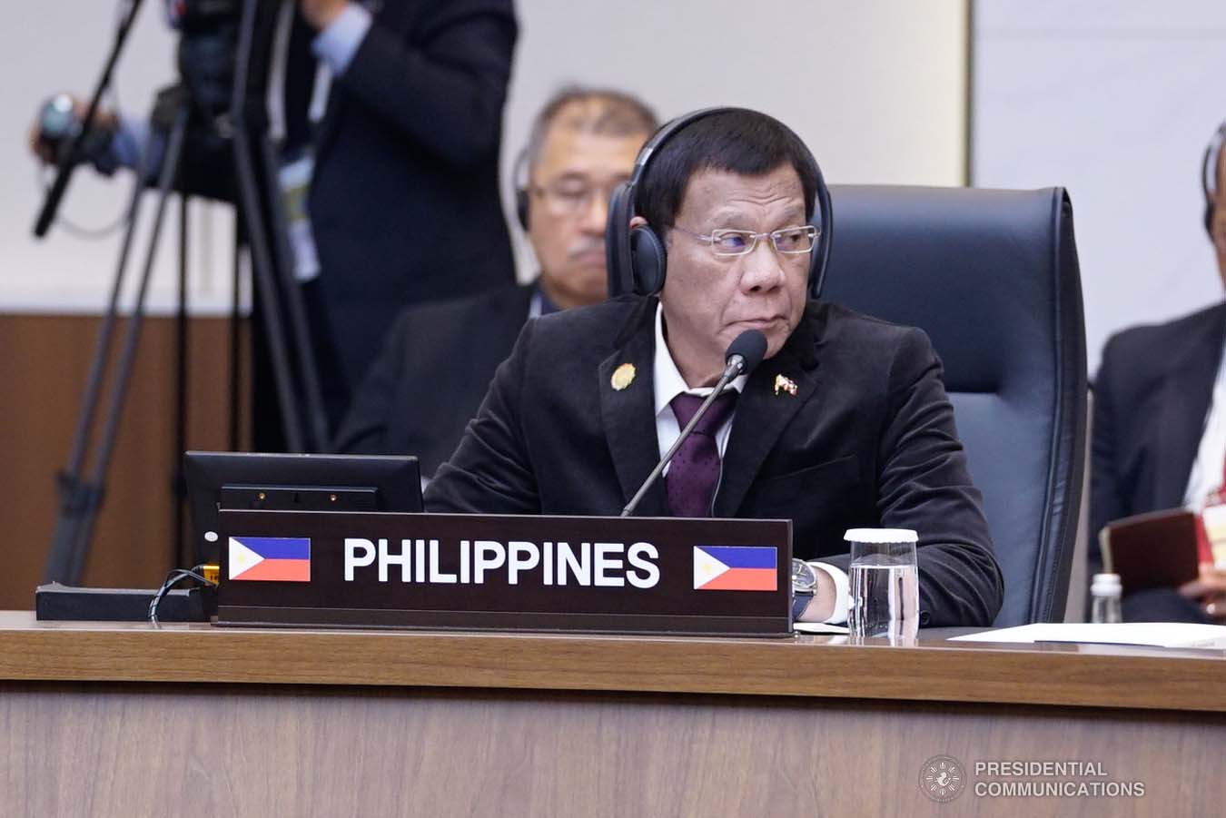 President Rodrigo Roa Duterte joins other leaders from the Association of Southeast Asian Nations (ASEAN) and Republic of Korea President Moon Jae-in during the plenary session of the ASEAN-Republic of Korea Commemorative Summit at the Busan Exhibition and Convention Center on November 26, 2019. ARMAN BAYLON/PRESIDENTIAL PHOTO