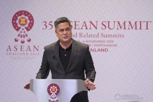 Presidential Communications Operations Office Secretary Martin Andanar holds a press conference for the Malacañang Press Corps (MPC) at the Impact Challenger in Nonthaburi, Thailand on November 1, 2019. AVITO DALAN/PRESIDENTIAL PHOTO