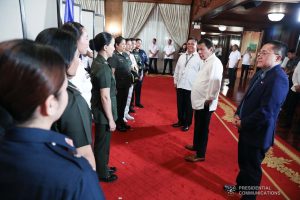 President Rodrigo Roa Duterte gives a message to the candidates for military observer in various United Nations (UN) Peacekeeping Missions during their meeting at the Malacañan Palace on November 29, 2019. ROBINSON NIÑAL JR./PRESIDENTIAL PHOTO