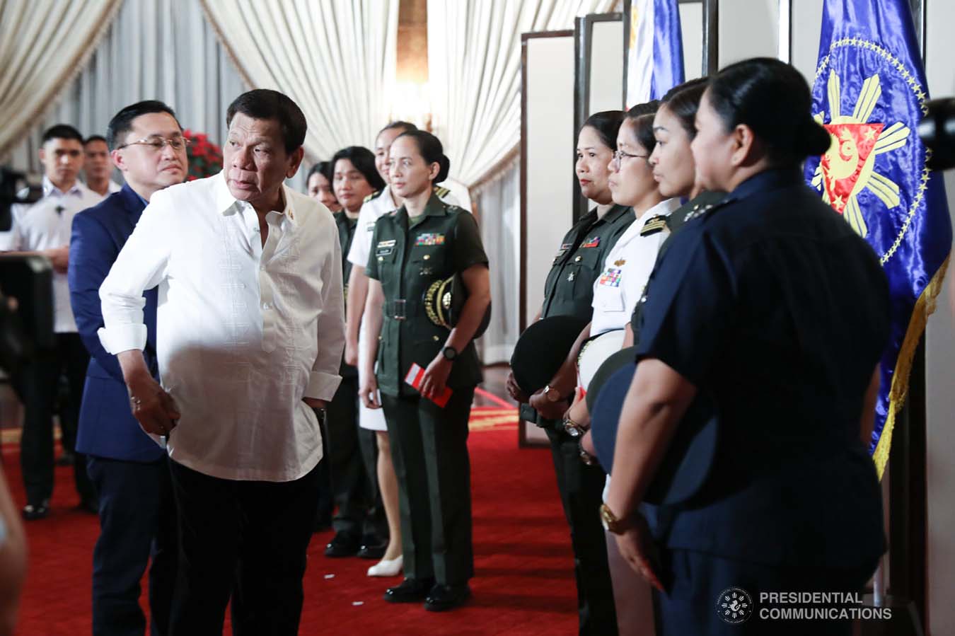 President Rodrigo Roa Duterte gives a message to the candidates for military observer in various United Nations (UN) Peacekeeping Missions during their meeting at the Malacañan Palace on November 29, 2019. ROBINSON NIÑAL JR./PRESIDENTIAL PHOTO