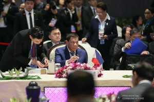 President Rodrigo Roa Duterte joins other leaders from the Association of Southeast Asian Nations (ASEAN) member countries during the 35th ASEAN Summit Plenary at Impact Exhibition and Convention Center in Nonthaburi, Thailand on November 2, 2019. SIMEON CELI JR./PRESIDENTIAL PHOTO
