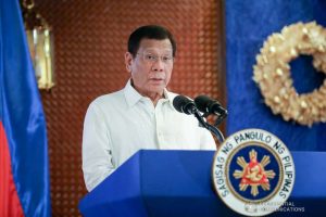 President Rodrigo Roa Duterte delivers his speech after leading the awarding ceremony for the 2019 Model Overseas Filipino Worker (OFW) Family of the Year Award (MOFYA) at the Malacañan Palace on November 28, 2019. TOTO LOZANO/PRESIDENTIAL PHOTO