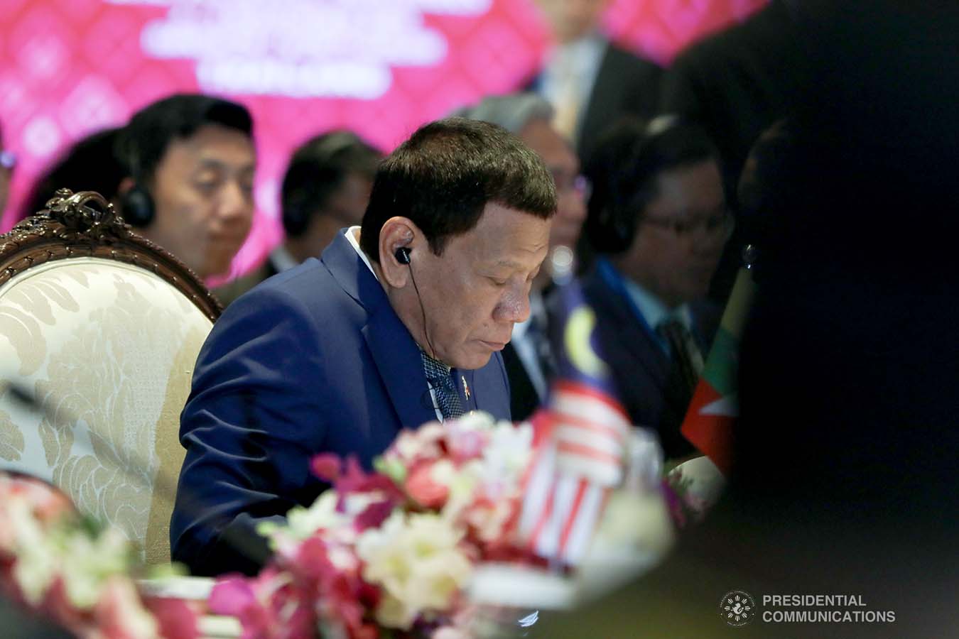 President Rodrigo Roa Duterte joins other leaders from the Association of Southeast Asian Nations (ASEAN) member countries during the 35th ASEAN Summit Plenary at Impact Exhibition and Convention Center in Nonthaburi, Thailand on November 2, 2019. TOTO LOZANO/PRESIDENTIAL PHOTO