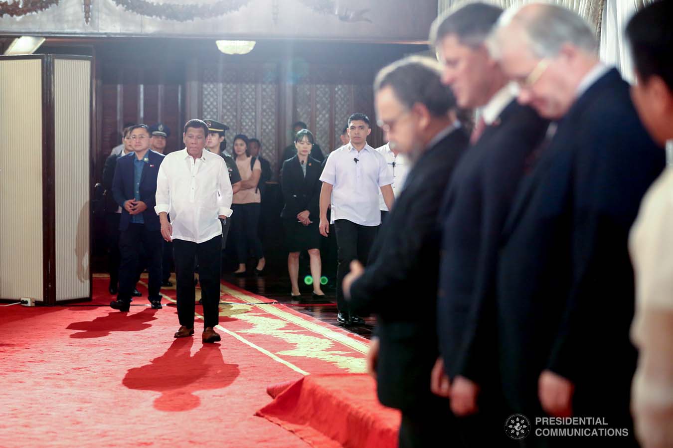 President Rodrigo Roa Duterte arrives at the Malacañan Palace to meet the delegates of the 5th Association of Southeast Asian Nations (ASEAN)-Russia Youth Summit on November 29, 2019. KARL NORMAN ALONZO/PRESIDENTIAL PHOTO