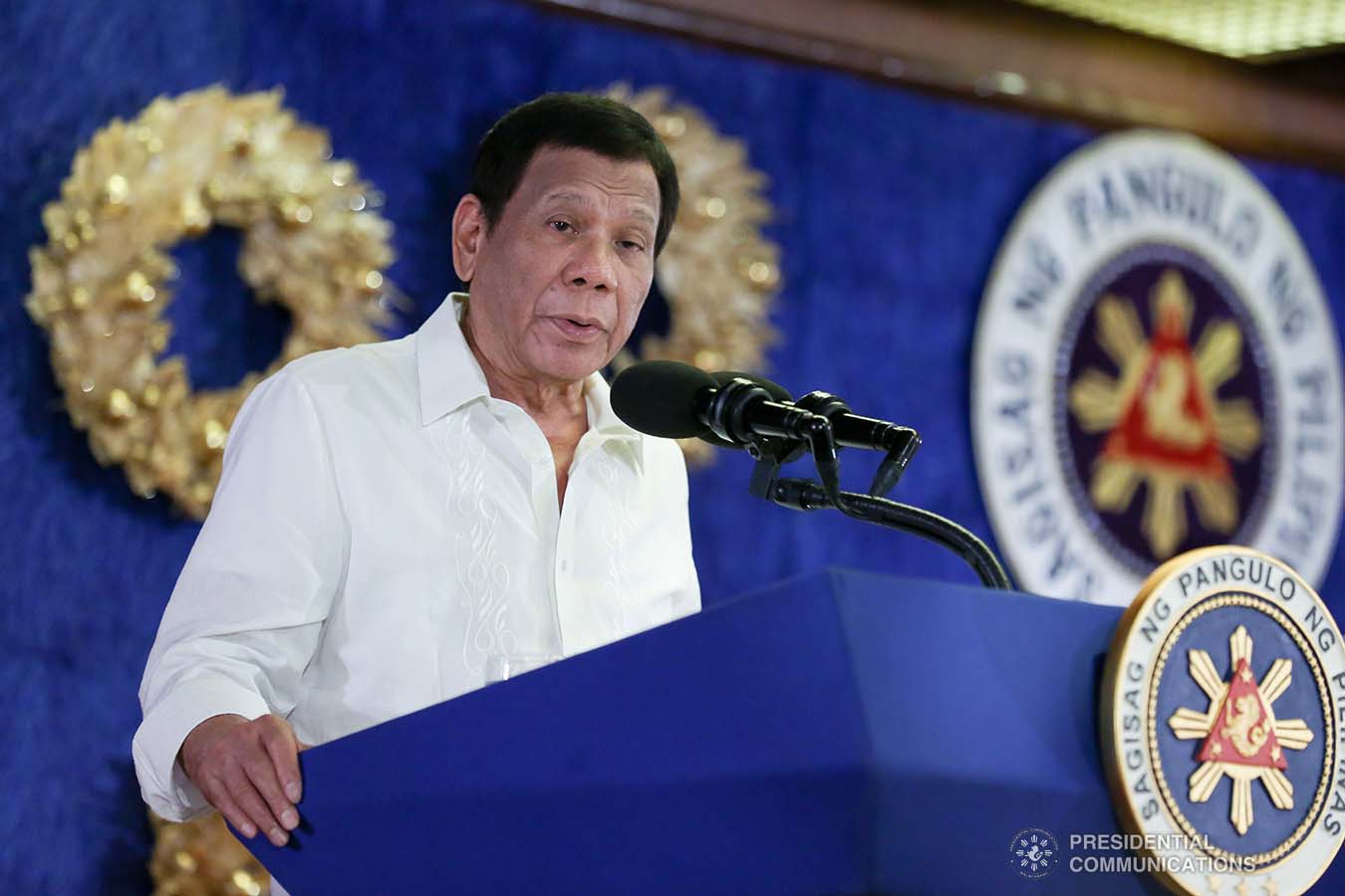 President Rodrigo Roa Duterte delivers his speech during the oath-taking ceremony of the newly- appointed government officials at the Malacañan Palace on December 3, 2019. ALBERT ALCAIN/PRESIDENTIAL PHOTO