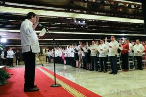 President Rodrigo Roa Duterte swears into office the newly-appointed government officials during a ceremony at the Malacañan Palace on December 3, 2019. TOTO LOZANO/PRESIDENTIAL PHOTO