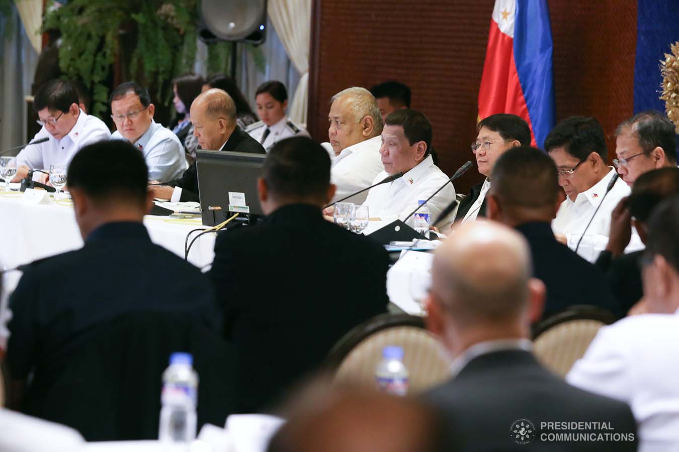 President Rodrigo Roa Duterte presides over the joint Armed Forces of the Philippines-Philippine National Police (AFP-PNP) Command Conference at the Malacañan Palace on December 9, 2019. ROBINSON NIÑAL JR./PRESIDENTIAL PHOTO
