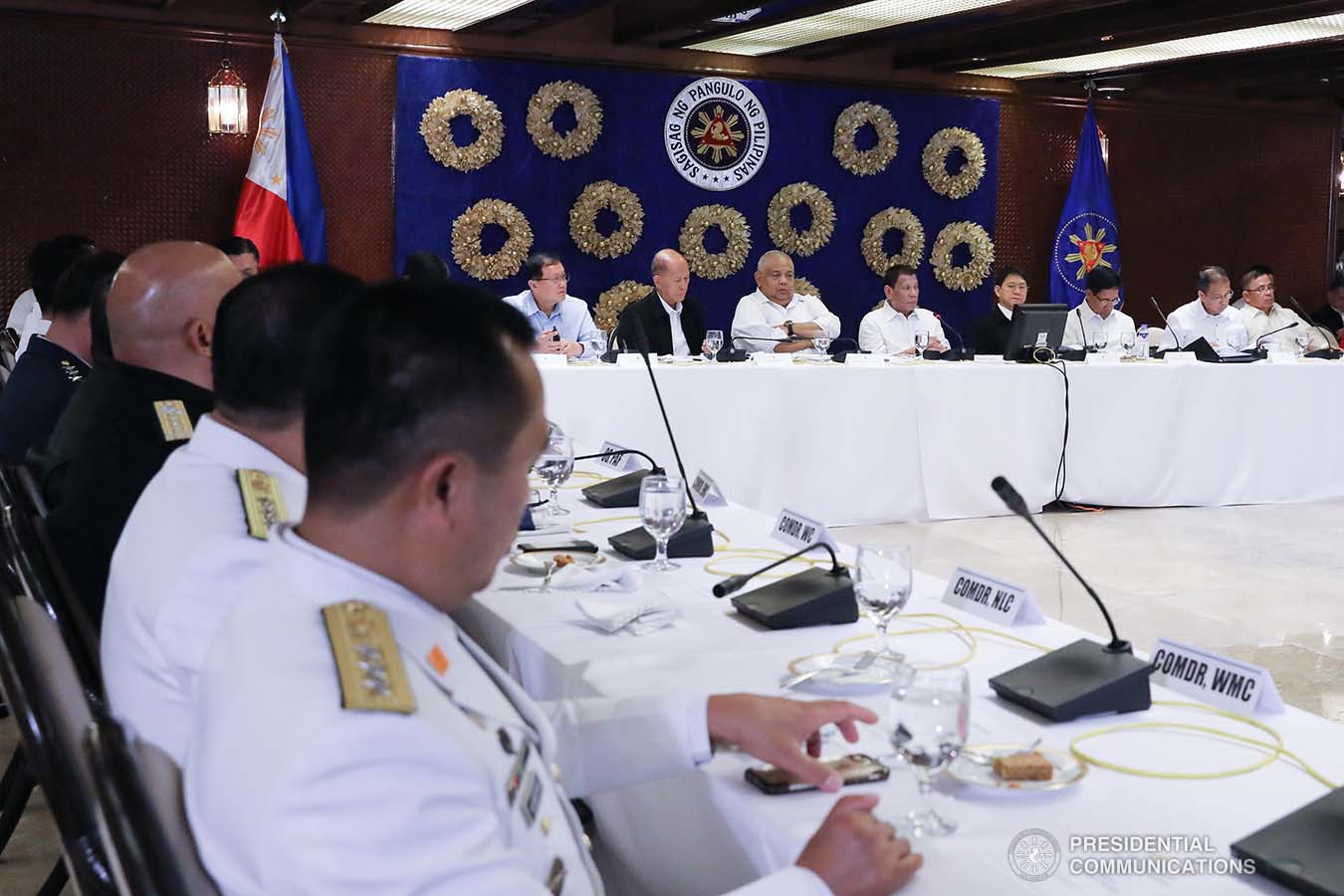 President Rodrigo Roa Duterte presides over the joint Armed Forces of the Philippines-Philippine National Police (AFP-PNP) Command Conference at the Malacañan Palace on December 9, 2019. REY BANIQUET/PRESIDENTIAL PHOTO