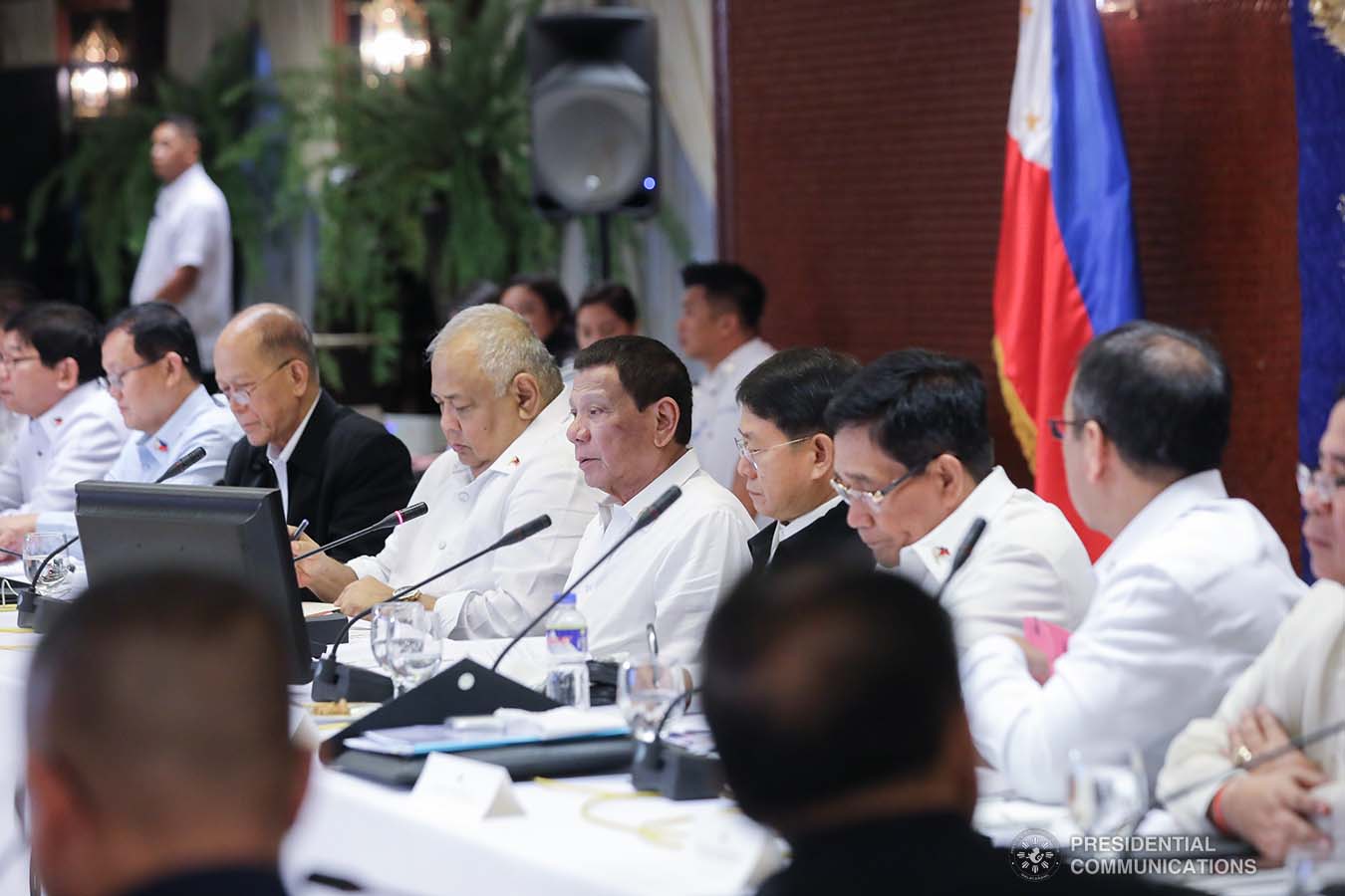 President Rodrigo Roa Duterte presides over the joint Armed Forces of the Philippines-Philippine National Police (AFP-PNP) Command Conference at the Malacañan Palace on December 9, 2019. REY BANIQUET/PRESIDENTIAL PHOTO