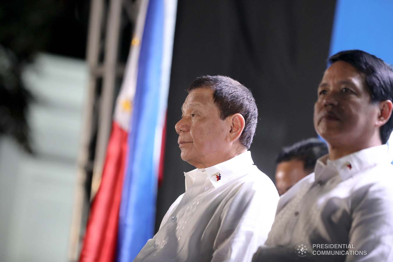 President Rodrigo Roa Duterte witnesses the program proper during the Thanksgiving party for the beneficiaries of the killed-in-action (KIA) soldiers and killed-in-police operation (KIPO) personnel under the Comprehensive Social Benefits Program at the Malacañan Palace on December 10, 2019. ALFRED FRIAS/PRESIDENTIAL PHOTO