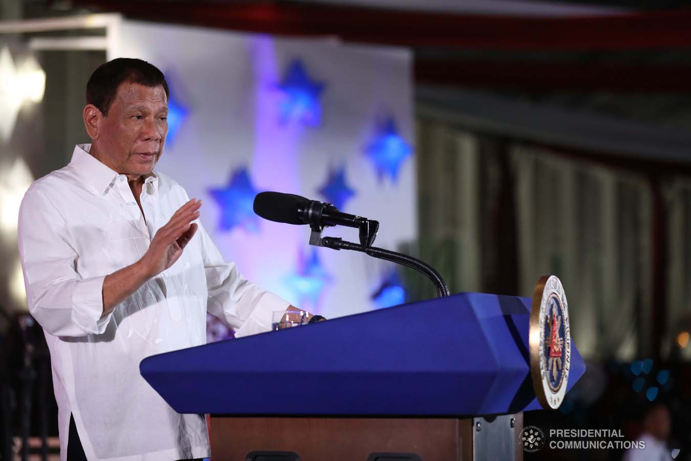 President Rodrigo Roa Duterte delivers a speech during the Office of the President Christmas Party at the Malacañan Palace on December 18, 2019. SIMEON CELI JR./PRESIDENTIAL PHOTO