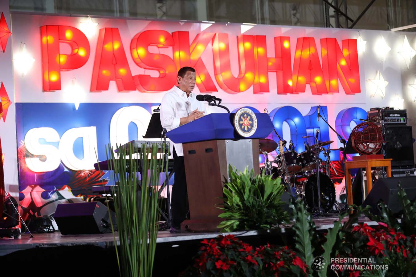 President Rodrigo Roa Duterte delivers a speech during the Office of the President Christmas Party at the Malacañan Palace on December 18, 2019. SIMEON CELI JR./PRESIDENTIAL PHOTO