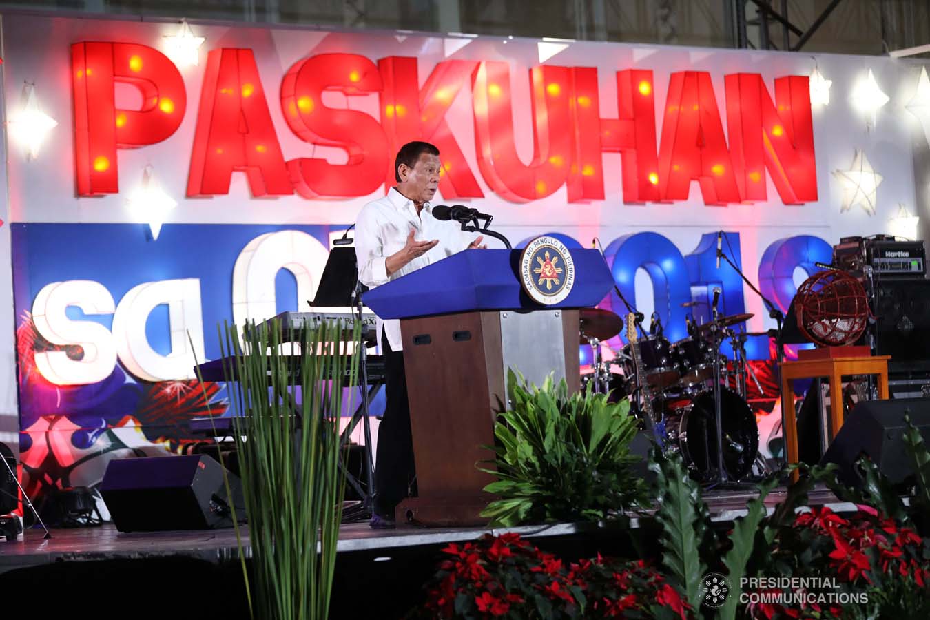 President Rodrigo Roa Duterte delivers a speech during the Office of the President Christmas Party at the Malacañan Palace on December 18, 2019. SIMEON CELI JR./PRESIDENTIAL PHOTO