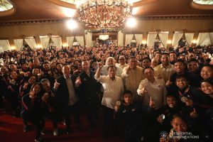 President Rodrigo Roa Duterte poses for posterity with the 2019 Southeast Asian Games medalists at the Malacañan Palace on December 18, 2019. KARL NORMAN ALONZO/PRESIDENTIAL PHOTO