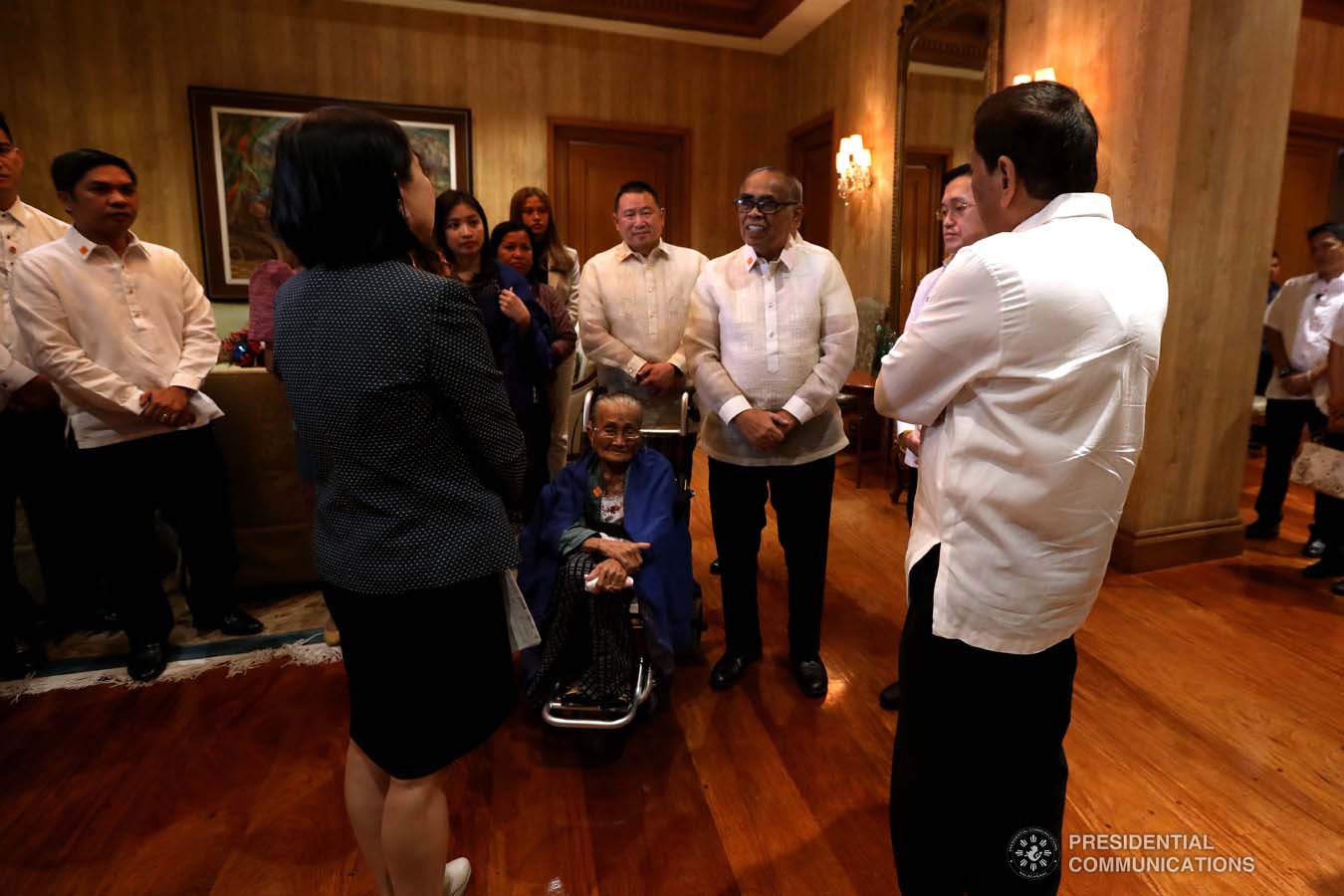 President Rodrigo Roa Duterte meets 2012 Gawad Manlilikha ng Bayan for Textile Awardee Magdaleno Gamayo at the Malacañan Palace on December 18, 2019. KARL NORMAN ALONZO/PRESIDENTIAL PHOTO