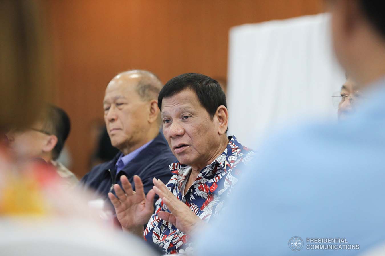 President Rodrigo Roa Duterte holds a situation briefing on the effects of Typhoon Tisoy at the Legazpi City Convention Center on December 5, 2019. ALFRED FRIAS/PRESIDENTIAL PHOTO