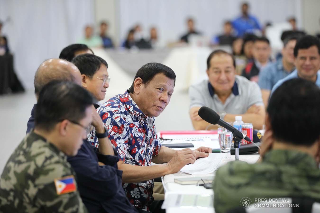 President Rodrigo Roa Duterte holds a situation briefing on the effects of Typhoon Tisoy at the Legazpi City Convention Center on December 5, 2019. ALFRED FRIAS/PRESIDENTIAL PHOTO
