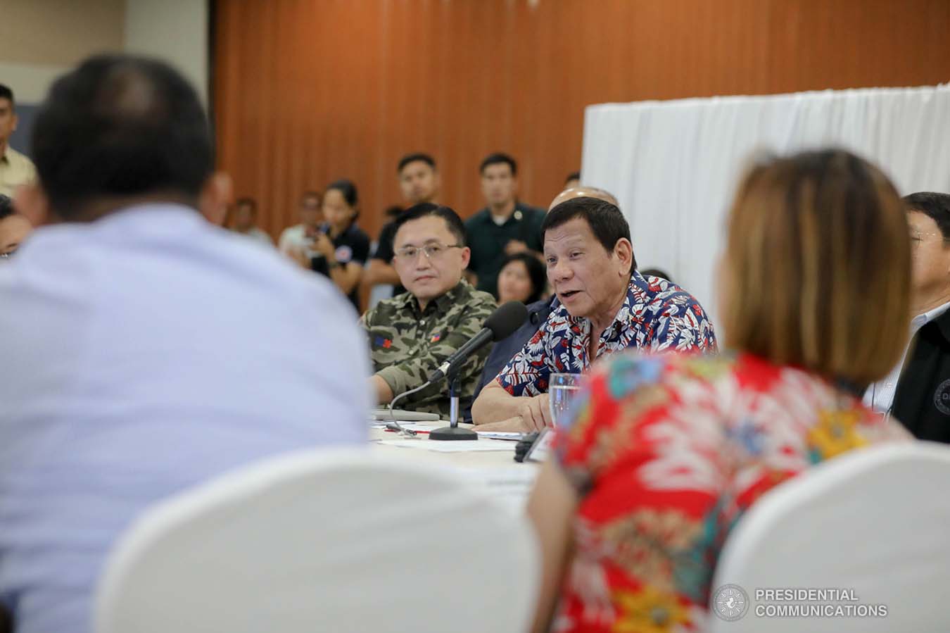 President Rodrigo Roa Duterte holds a situation briefing on the effects of Typhoon Tisoy at the Legazpi City Convention Center on December 5, 2019. ALFRED FRIAS/PRESIDENTIAL PHOTO