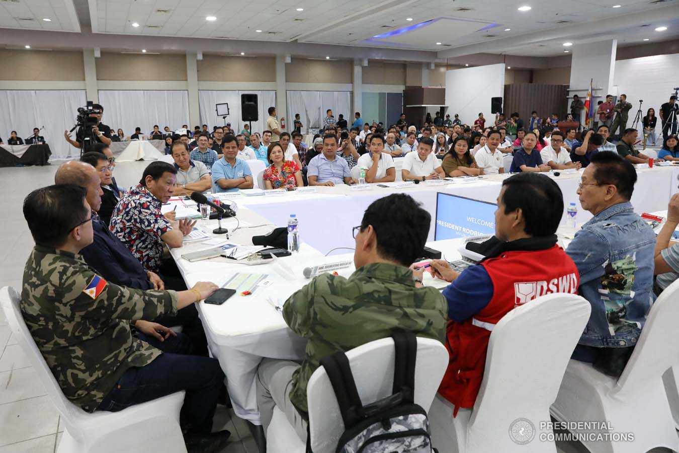 President Rodrigo Roa Duterte holds a situation briefing on the effects of Typhoon Tisoy at the Legazpi City Convention Center on December 5, 2019. ROBINSON NIÑAL JR./PRESIDENTIAL PHOTO