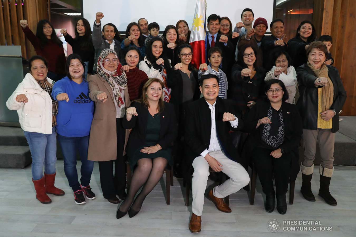 Presidential Assistant on Foreign Affairs and Chief of Presidential Protocol Robert Borje interacted with the Filipino community living in the Republic of Tunisia.   Undersecretary Borje conveyed the message of President Rodrigo Roa Duterte during the town hall type meeting held at the Philippine Legation Office, Immueble AEG, Les Berges du Lac in Tunis on December 19, 2019.   President Rodrigo Roa Duterte designated Undersecretary Borje as Special Envoy to special missions aimed at checking the conditions of overseas Filipino workers in North Africa and the Middle East.   Tunisia is the first of three countries to be visited. The missions will also include the Kingdom of Saudi Arabia and the Kingdom of Bahrain. PRESIDENTIAL PHOTO