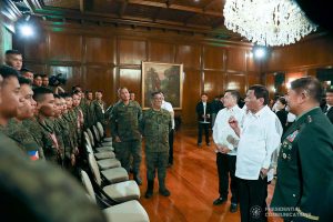 President Rodrigo Roa Duterte announces to the Philippine Army Team that they will receive P500,000 for their sterling performance in the ASEAN Armies Rifle Meet 2019 held recently in Indonesia. The President met the team at the Malacañan Palace on December 9, 2019. KARL NORMAN ALONZO/PRESIDENTIAL PHOTO