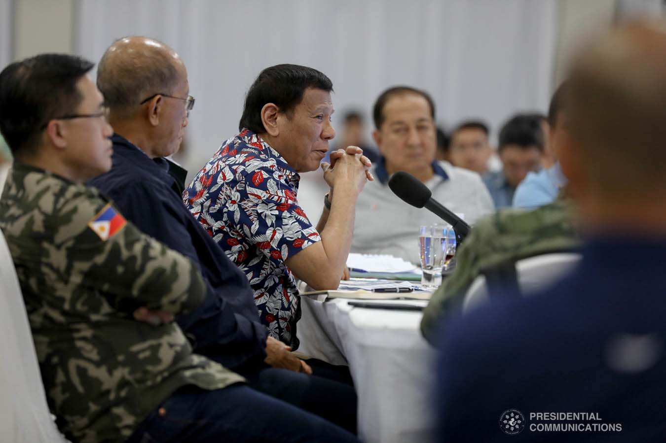 President Rodrigo Roa Duterte holds a situation briefing on the effects of Typhoon Tisoy at the Legazpi City Convention Center on December 5, 2019. KARL NORMAN ALONZO/PRESIDENTIAL PHOTO