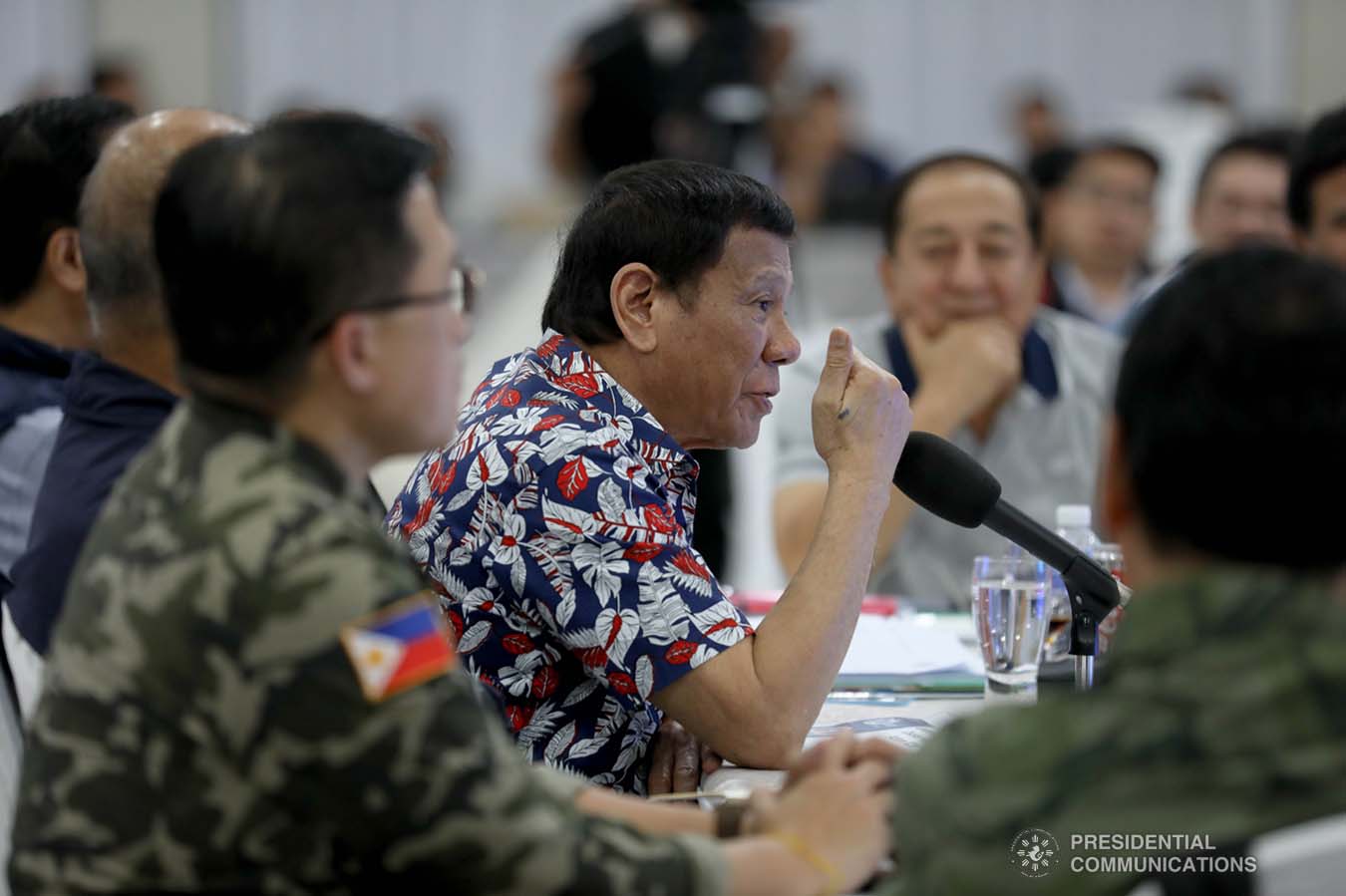 President Rodrigo Roa Duterte holds a situation briefing on the effects of Typhoon Tisoy at the Legazpi City Convention Center on December 5, 2019. KARL NORMAN ALONZO/PRESIDENTIAL PHOTO