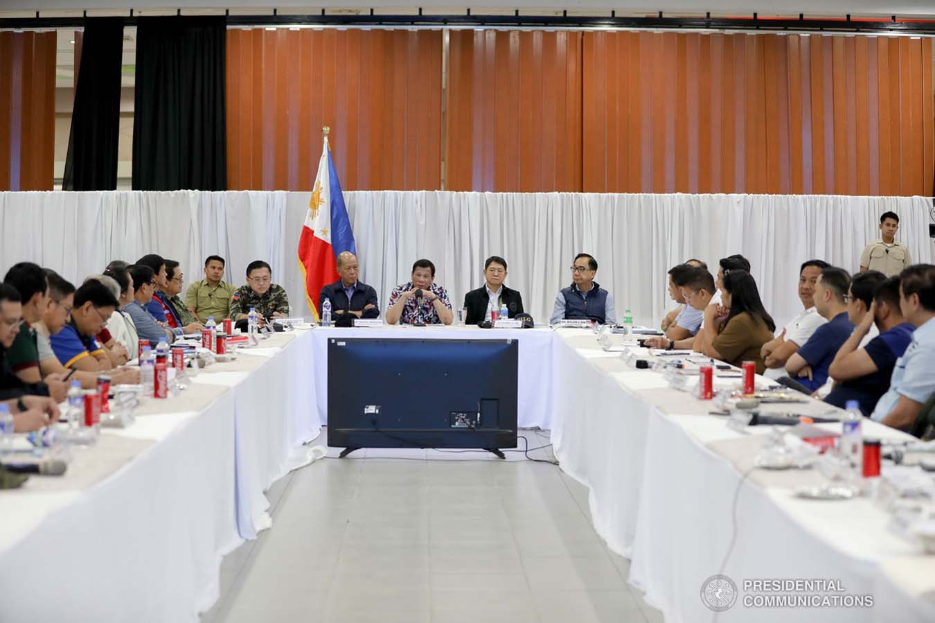 President Rodrigo Roa Duterte holds a situation briefing on the effects of Typhoon Tisoy at the Legazpi City Convention Center on December 5, 2019. KARL NORMAN ALONZO/PRESIDENTIAL PHOTO