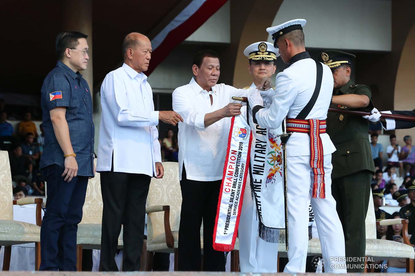 President Rodrigo Roa Duterte leads the awarding ceremony of the 1st Presidential Silent Drill Competition at the Quirino Grandstand in Manila on December 20, 2019. REY BANIQUET/PRESIDENTIAL PHOTO