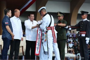 President Rodrigo Roa Duterte leads the awarding ceremony of the 1st Presidential Silent Drill Competition at the Quirino Grandstand in Manila on December 20, 2019. REY BANIQUET/PRESIDENTIAL PHOTO