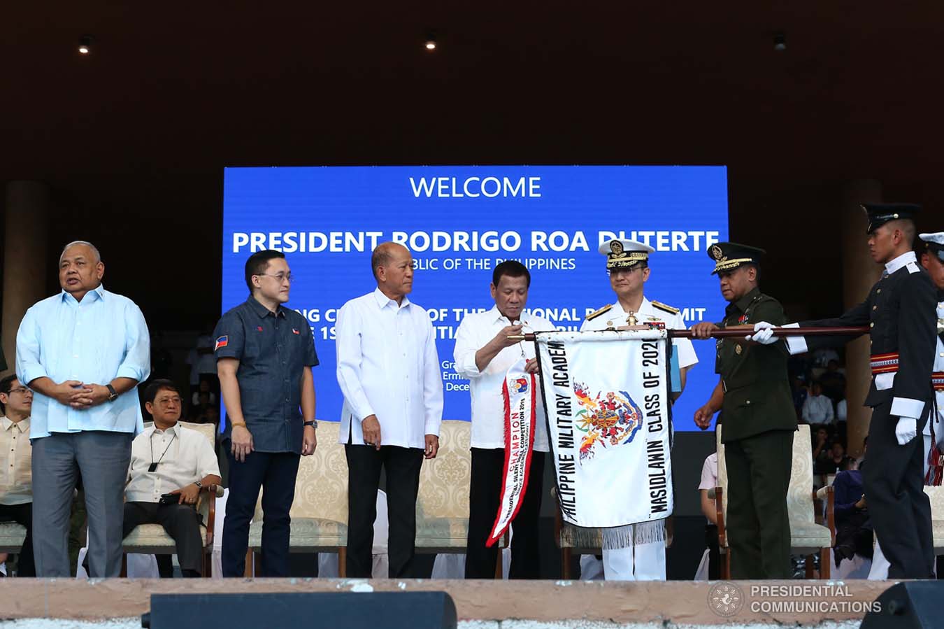 President Rodrigo Roa Duterte leads the awarding ceremony of the 1st Presidential Silent Drill Competition at the Quirino Grandstand in Manila on December 20, 2019. REY BANIQUET/PRESIDENTIAL PHOTO