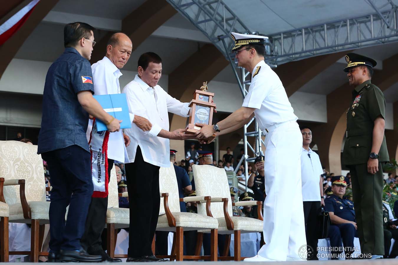 President Rodrigo Roa Duterte leads the awarding ceremony of the 1st Presidential Silent Drill Competition at the Quirino Grandstand in Manila on December 20, 2019. REY BANIQUET/PRESIDENTIAL PHOTO