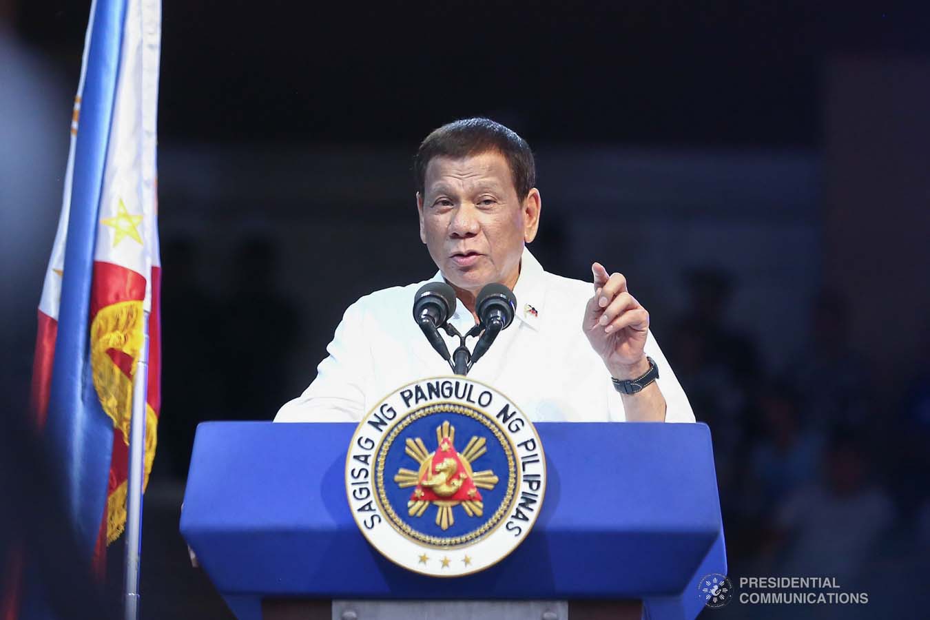 President Rodrigo Roa Duterte delivers a speech during the closing ceremony of the National Reserve Officers' Training Corps (ROTC) Summit and the 1st Presidential Silent Drill Competition at the Quirino Grandstand in Manila on December 20, 2019. REY BANIQUET/PRESIDENTIAL PHOTO