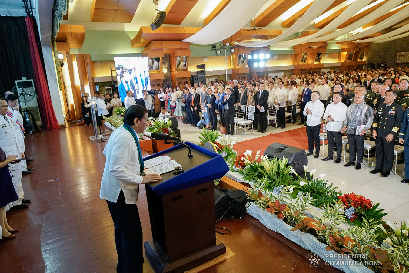 President Rodrigo Roa Duterte delivers a speech during the Armed Forces of the Philippines (AFP) Change of Command ceremony at Camp General Emilio Aguinaldo in Quezon City on January 4, 2020. KING RODRIGUEZ/PRESIDENTIAL PHOTO