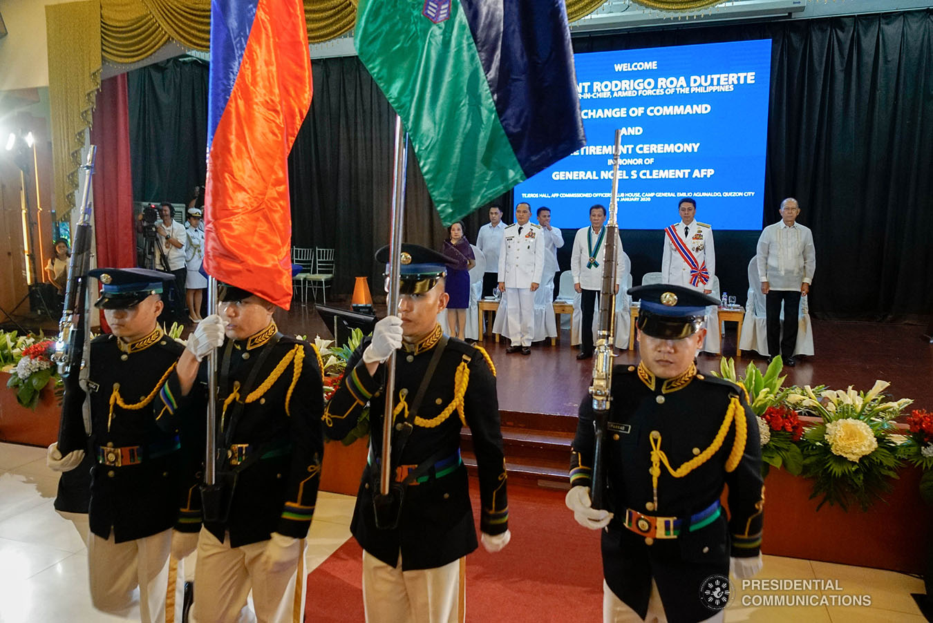 President Rodrigo Roa witnesses the program proper during the Armed Forces of the Philippines (AFP) Change of Command ceremony at Camp General Emilio Aguinaldo in Quezon City on January 4, 2020. KING RODRIGUEZ/PRESIDENTIAL PHOTO